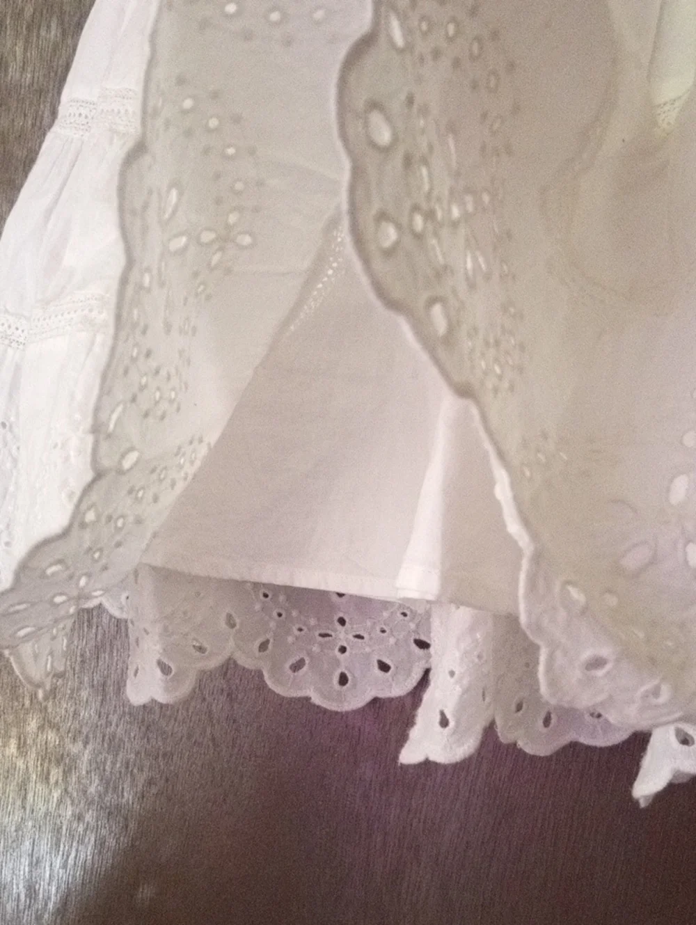 Zara White Eyelet Tiered Skirt with Scalloped Hem#FREE TOP